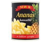 Ananas kawałki w lekkim syropie 565 g M K
