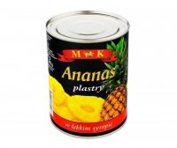 Ananas plastry w lekkim syropie 565 g M K
