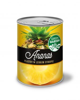 Ananasy plastry w lekkim syropie Green Garden 580 ml