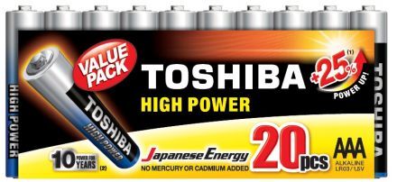 Baterie alkaliczne Toshiba LR03 AAA (20 sztuk)