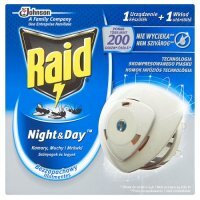 Elektrofumigator owadobójczy przeciw muchom komarom i mrówkom + zapas Raid Night & Day