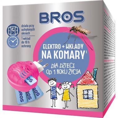 Elektrofumigator + wkłady  (10 sztuk) na komary i muchy dla dzieci Bros