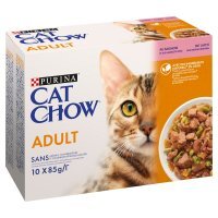 Karma dla kota Cat Chow Adult z łososiem i zieloną fasolką w galaretce 850 g (10 x 85 g) x 4 opakowania