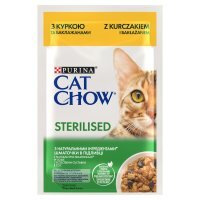 Karma dla kota Cat Chow Sterilised z kurczakiem i bakłażanem w sosie 85 g (24 sztuki)