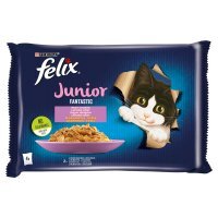 Karma dla kota Felix Fantastic Junior mix smaków w galaretce 340 g (4 x 85 g) x 12 opakowań