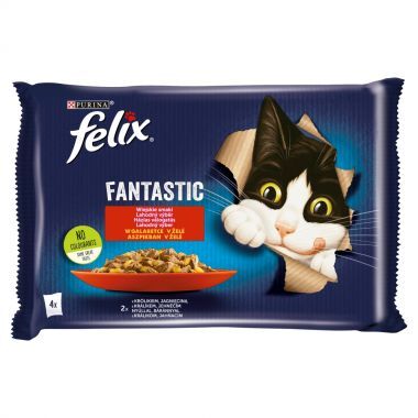 Karma dla kota Felix Fantastic wiejskie smaki królik i jagnięcina 340 g (4 x 85 g) x 12 opakowań
