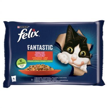 Karma dla kota Felix Fantastic wiejskie smaki z warzywami (4 x 85 g) x 12 opakowań