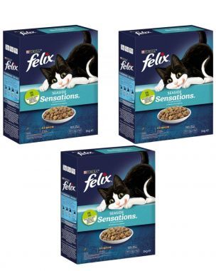 Karma dla kota Felix Seaside Sensations z łososiem i z warzywami 1 kg x 3 sztuki