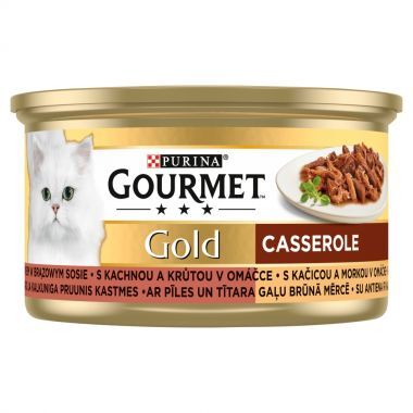 Karma dla kota Gourmet Gold casserole z kaczką i indykiem w sosie 85 g (12 sztuk)