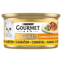 Karma dla kota Gourmet Gold kawałki w smakowitym sosie z kurczakiem 85 g (12 sztuk + 12 sztuk GRATIS)