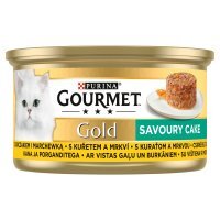 Karma dla kota Gourmet Gold  savoury cake z kurczakiem i marchewką 85 g (12 sztuk)