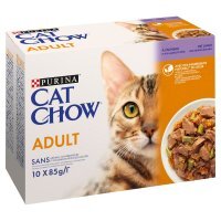 Karma dla kota Purina Cat Chow Adult z jagnięciną i zieloną fasolką w galaretce 850 g (10 x 85 g)