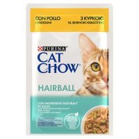 Karma dla kota Purina Cat Chow Hairball Control Mokra z kurczakiem i zieloną fasolką w sosie 85 g (24 sztuki)