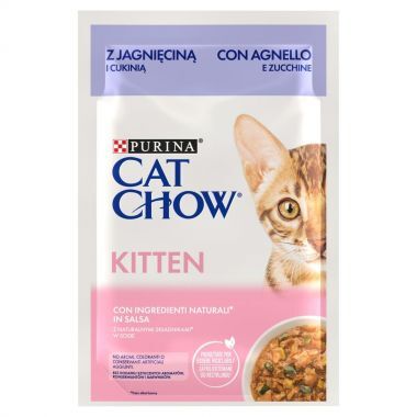 Karma dla kota Purina Cat Chow Kitten z jagnięciną i cukinią w sosie 85 g (26 sztuk)