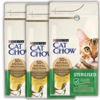 Karma dla kota Purina Cat Chow Sterilised bogata w kurczaka 1,5 kg 2+1 GRATIS