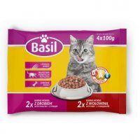 Karma dla kota z drobiem i wołowiną Basil (4 saszetki x 100 g)