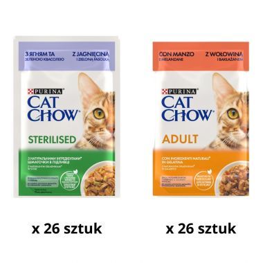 Karma dla kotów Purina Cat Chow mix smaków 85 g (52 sztuki)