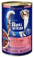 Karma dla psa OptiVital z wołowiną oraz dziczyzną i marchewką w sosie 1250 g