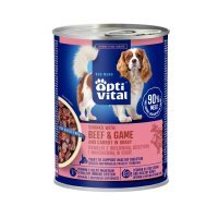 Karma dla psa OptiVital z wołowiną oraz dziczyzną i marchewką w sosie 415 g