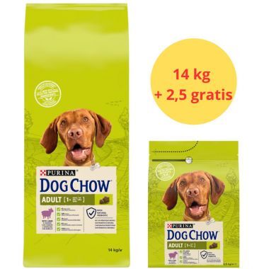 Karma dla psa Purina Dog Chow Adult z jagnięciną 14 kg + 2,5 kg Gratis
