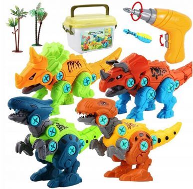 Klocki konstrukcyjne Dinozaury do skręcania wiertarką