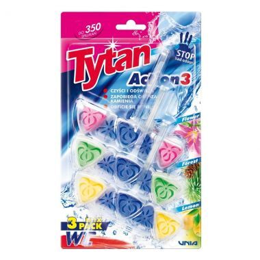 Kostka do WC Tytan Action 3 Flower, Forest, Lemon 3x40 g