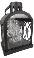Latarenka dekoracyjna lampion czarny LED z aniołkiem 18 cm