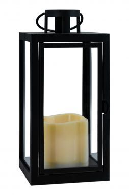 Latarenka dekoracyjna lampion czarny z świecą LED 21 cm