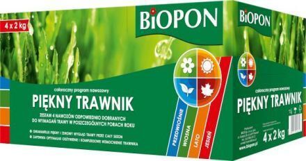 Nawóz Piękny trawnik całoroczny program Biopon 4 x 2 kg