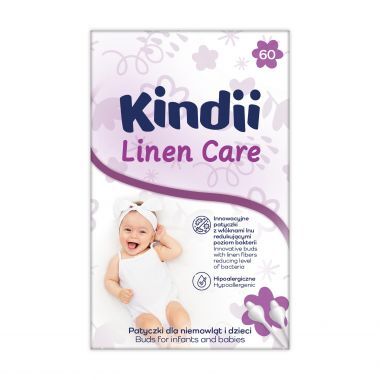 Patyczki dla niemowląt i dzieci Kindii Baby Linen Care (60 sztuk)
