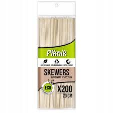 Patyczki do szaszłyków drewniane eco Piknik (200 sztuk) 20 cm