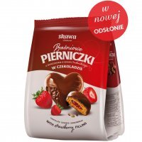 Pierniki w czekoladzie baśniowe z nadzieniem o smaku truskawkowym 150 g Skawa