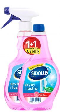 Płyn do szyb i luster Sidolux kwiatowy 500 ml + zapas 500 ml