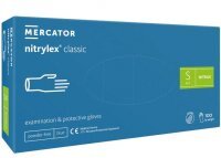 Rękawice diagnostyczne i ochronne, nitrylowe, bezpudrowe Mercator nitrylex classic niebieskie rozmiar S (100 sztuk)