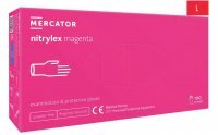 Rękawice diagnostyczne i ochronne, nitrylowe, bezpudrowe Mercator nitrylex magenta rozmiar L (100 sztuk)