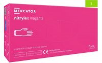 Rękawice diagnostyczne i ochronne, nitrylowe, bezpudrowe Mercator nitrylex magenta rozmiar S (100 sztuk)