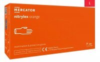 Rękawice diagnostyczne i ochronne, nitrylowe, bezpudrowe Mercator nitrylex pomarańczowe rozmiar L (100 sztuk)