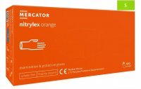 Rękawice diagnostyczne i ochronne, nitrylowe, bezpudrowe Mercator nitrylex pomarańczowe rozmiar S (100 sztuk)