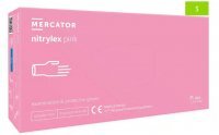 Rękawice diagnostyczne i ochronne, nitrylowe, bezpudrowe Mercator nitrylex różowe rozmiar S (100 sztuk)