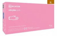 Rękawice diagnostyczne i ochronne, nitrylowe, bezpudrowe Mercator nitrylex różowe rozmiar XL (100 sztuk)