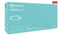 Rękawice diagnostyczne i ochronne, nitrylowe, bezpudrowe Mercator nitrylex zielone rozmiar L (100 sztuk)
