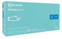 Rękawice diagnostyczne i ochronne, nitrylowe, bezpudrowe Mercator nitrylex zielone rozmiar M (100 sztuk)