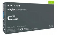 Rękawice diagnostyczne i ochronne, winylowe, bezpudrowe Mercator vinylex powder free transparentne rozmiar S (100 sztuk)