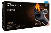 Rękawice nitrylowe, bezpudrowe Mercator gogrip czarne rozmiar M (50 sztuk)