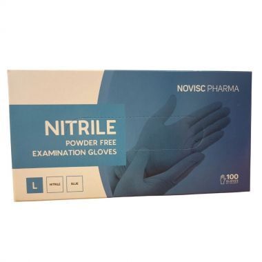 Rękawice nitrylowe bezpudrowe niebieskie Novisc Pharma rozmiar L (100 sztuk)