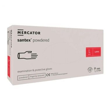 Rękawice rękawiczki diagnostyczne i ochronne, lateksowe, pudrowane, kremowe Mercator Santex powdered rozmiar L (100 sztuk)