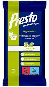 Ściereczki Presto antybakteryjno-czyszczące do różnych powierzchni (48 sztuk)