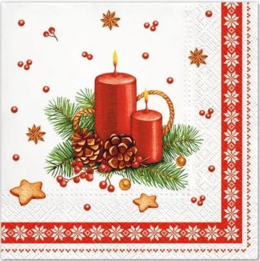 Serwetki bożonarodzeniowe z bibuły Tete&Tete PAW 33X33 cm TL231100 (20 sztuki)