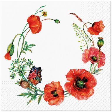 Serwetki papierowe maki poppy aesthetic 33X33 cm (20 sztuki)