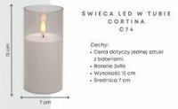 Świeca Led w tubie z bateriami 15 cm wysoka ,7 cm szeroka Cortina